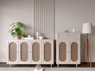 Quiet Side Cabinet Low Cabinet TV Cabinet of drawers Floor Lamp Cabinet Decorative Ornaments Combination 3d model
