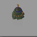 Christmas Tree with Yellow Star on Top Colorful Baubles Garlands and Green Foliage