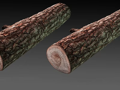 Natural Stone Wood Logs Featuring Textured Bark And Cross Sectional Ends 3d model