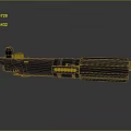 Blue And Black Long Barrel Sci Fi Weapon With Buttons And Scope On Shiny Surface 3d model