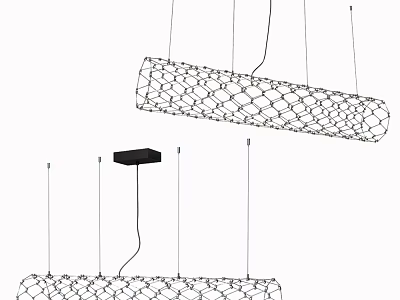 Modern Hanging Chandeliers With Cylindrical Net Like Structure And Suspended Cords Design 3d model