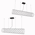 Modern Hanging Chandeliers With Cylindrical Net Like Structure And Suspended Cords Design