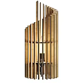 Modern Wooden Wall Lamp With Vertical Slats And Warm Ambient Lighting