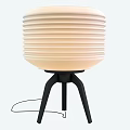 Modern Stylish Table Lamp With Ribbed Beige Shade And Black Tripod Base 3d model