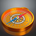Orange Metal Compass With Durable Casing Colorful Needles And Clear Scale 3d model
