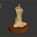 Burning Candle With Melting Wax On Wooden Base And Smooth Surface