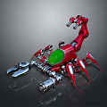 Red And Green Decorative Mechanical Scorpion With Silver Metallic Components For Home Decoration