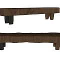 Wooden Public Bench With Natural Texture And Simple Design Black Brown Legs