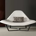 Stylish White Leisure Chair With Zebra Print Pillow And Black Metal Legs Design