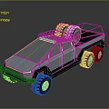 Modern Six Wheeled Military Off Road Vehicle With Open Cargo Bed Roof Rack Spare Tire
