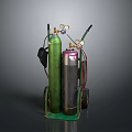 Portable Industrial Gas Cylinder Cart With Two Cylinders Valves Gauges And Hoses
