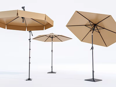 Patio Umbrella Brown Design With Black Frame Different Sizes For Outdoor Garden Terrace Use 3d model