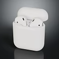 White Wireless Earbuds In Open Charging Case Portable Audio Device 3d model