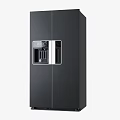 Modern Black Double Door Refrigerator Freezer With Water Dispenser And Control Panel