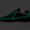 Green And Black Stylish Sneakers With Red Label On Tongue And Sleek Design