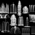 Various Decorative Fountain Designs With Different Water Spray Patterns And Structures 3d model