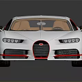 White Bugatti Sports Car with Red Accents Black Wheels Brown Interior and Modern Luxury Design