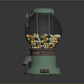 Vintage Light Green Gumball Machine With Transparent Globe And Colorful Gum Balls