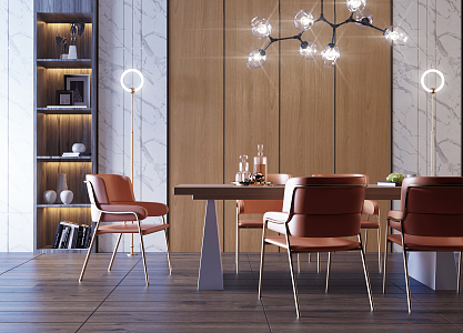 Light Luxury Dining Table and Chair Combination 3d model