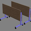 Portable Office Desk With Wooden Top And Metal Frame On Casters