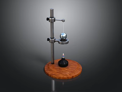 Stylish Household Decorative Item With Metal Stand Sphere Candle And Wooden Base 3d model