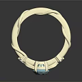 Elegant Golden Ring With Twisted Band Leaf Details And Blue Gemstone