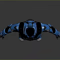 Futuristic Armored Character In Blue And Black Sci Fi Armor Standing Pose