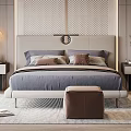 Modern Elegant Bedroom Interior Design With Textured Headboard Wall Nightstands Lamps Area Rug and Bench