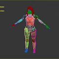 Sci Fi Female Character In Armored Suit With Red Green Accents Goggles And Outstretched Arms