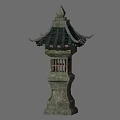 Traditional Stone Outdoor Light With Pagoda Roof And Square Lantern Body