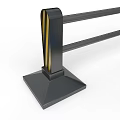 Road Safety Barriers With Blue And Black Bases Double Rail Structure Design 3d model
