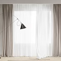 Modern Interior With White Sheer Curtains And Taupe Floor Length Curtains By Window