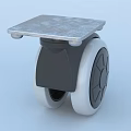 Caster Wheel With Silver Metal Mounting Plate Gray White Tread And Star Spoke Design