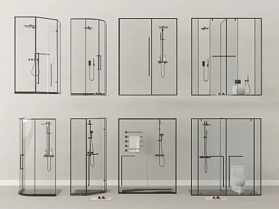 Contemporary Shower Head Designs In Glass Shower Enclosures With Multiple Styles 3d model