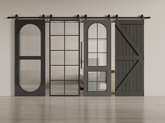 Barn door glass door 3d model