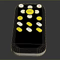 Television Remote Control With Black Body White And Yellow Buttons And Central OK Button Design