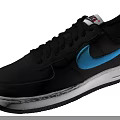 Nike Air Force 1 Black Sneakers With Blue Swoosh Logo And White Sole