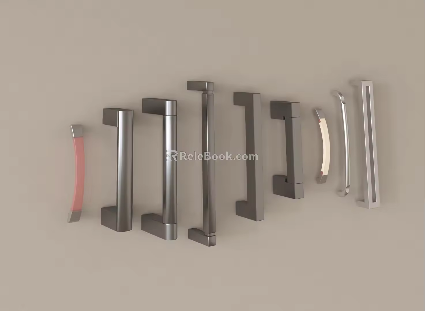 Modern cabinet door handle long strip handle metal handle 3d model