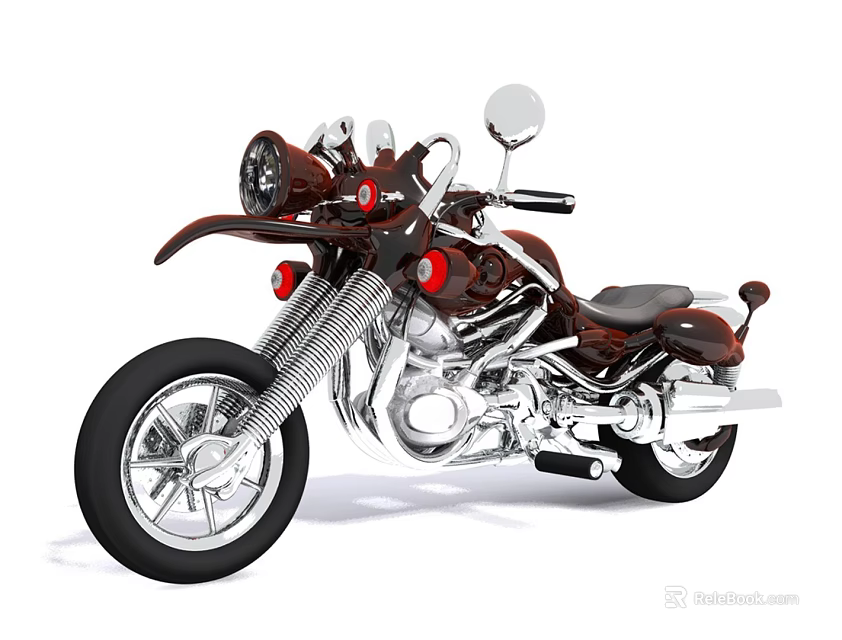 Vintage Brown Motorcycle with Chrome Accents Black Seat and Silver Rimmed Wheels 3d model 