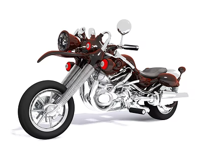 Vintage Brown Motorcycle with Chrome Accents Black Seat and Silver Rimmed Wheels 3d model