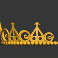 Elegant Golden Crown With Intricate Scroll Patterns Red Accents And Beaded Edge For Fashion Accessories