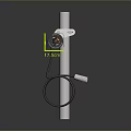 Computer External Device Mounted On White Pole With Green Wires And Black Cable 3d model