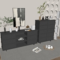 Modern Black Cabinet Whole Cabinet Sideboard Cabinet Balcony Cabinet Storage Cabinet Entrance Cabinet 3d model