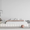 Modern Double Bed Simple Double Bedside Table Combination 3d model