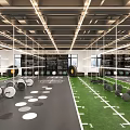 Modern Fitness Gym With Spin Bikes And Tech Inspired Lighting