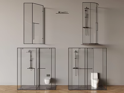 Modern Shower Head In Glass Enclosure Bathroom With Toilet And Design Elements 3d model