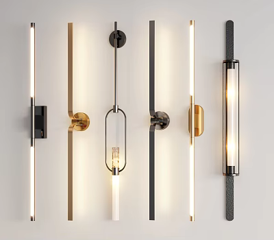 Modern Wall Lamps With Different Metal And Glass Designs For Indoor Lighting 3d model