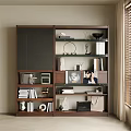 Modern Elegant Bookcase Interior Design With Books Decorative Items And Photo Frames