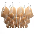 Modern Fabric Chandelier With Wavy Beige Layers Hanging In Contemporary Design