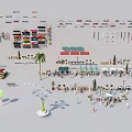 Road Facilities Featuring Street Market Stalls Pedestrians Palm Trees And Outdoor Seating